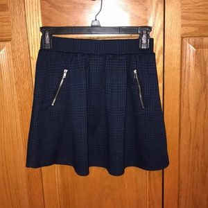 Navy and black plaid skirt